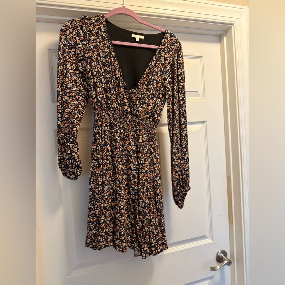 Gianni Bini Black Floral Long Sleeve Dress